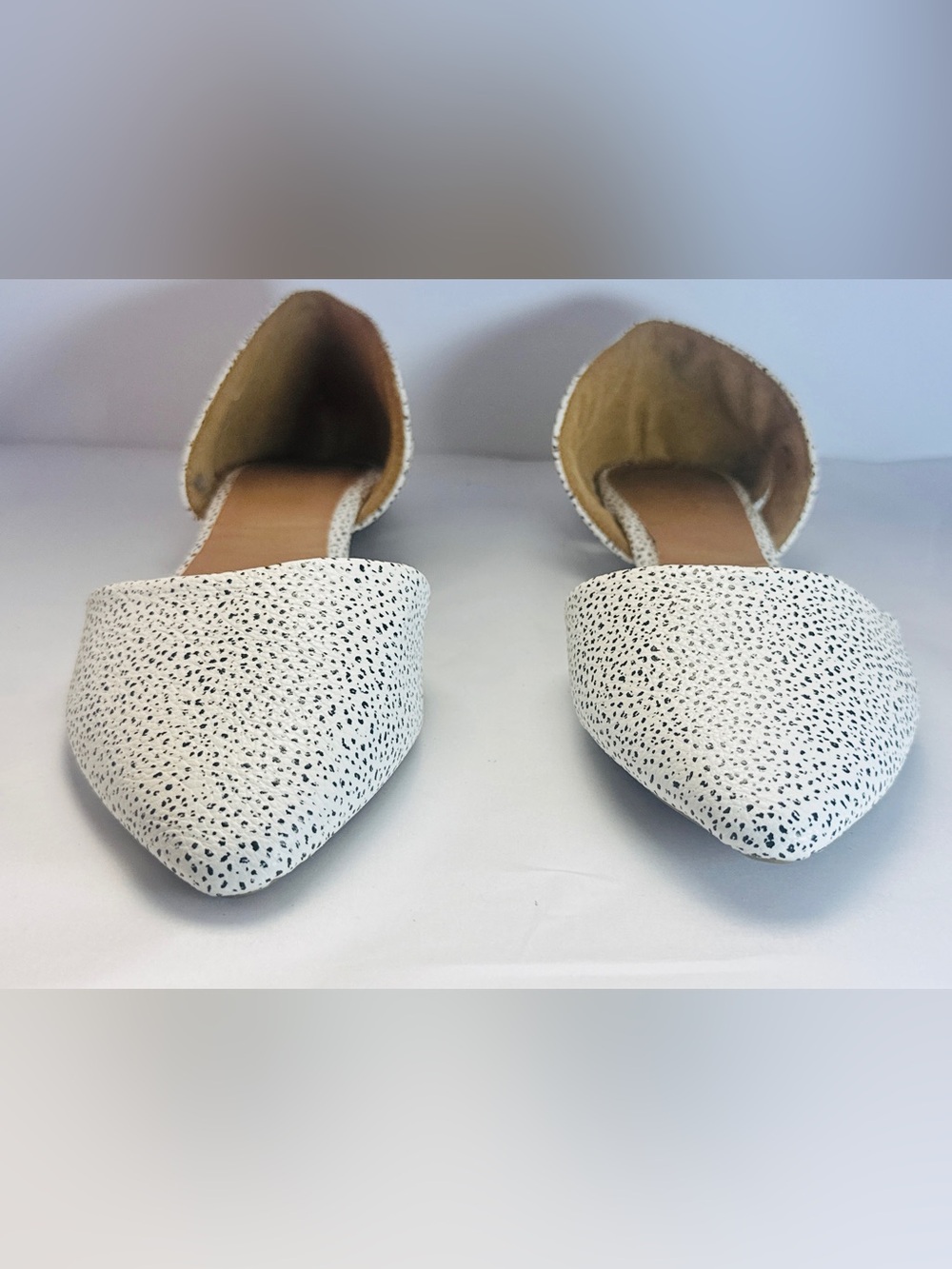 Women's White Speckled Pointed D'Orsay Flats